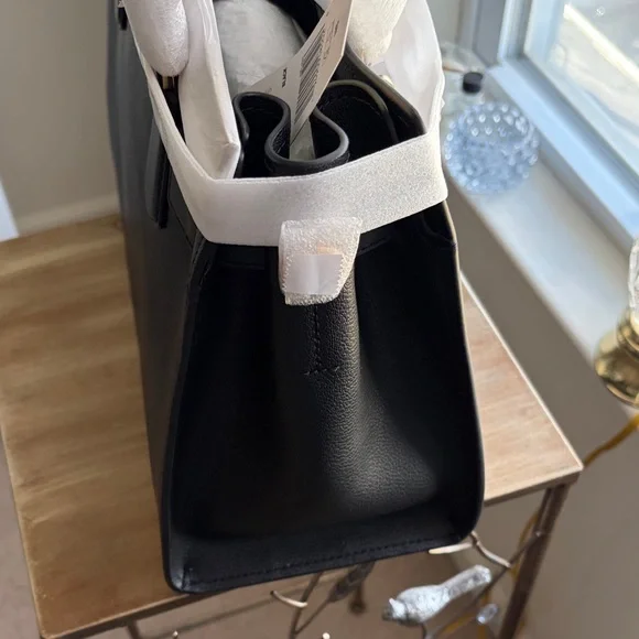 Michael Kors Black Leather Satchel with Gold-Tone Accent - Picture 2 of 5